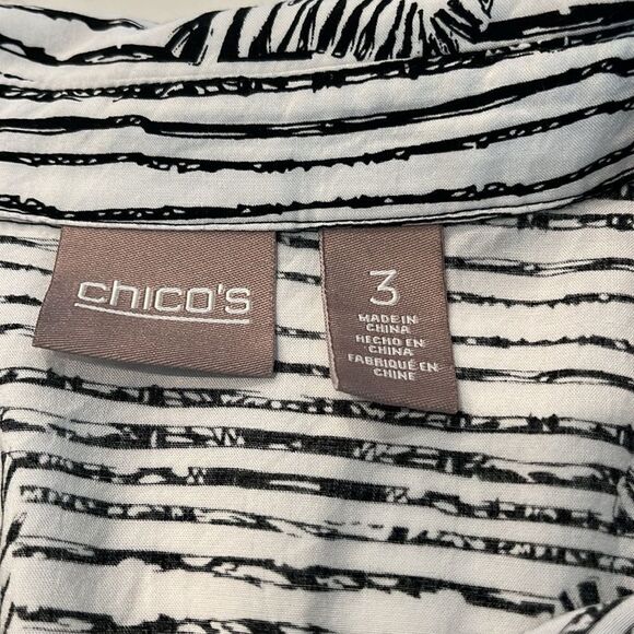 Chico's Zebra Print B&W LS Blouse - Picture 7 of 12